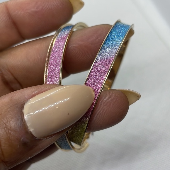 Sparkle Colorful Oversized Hoop Earrings - Picture 8 of 15